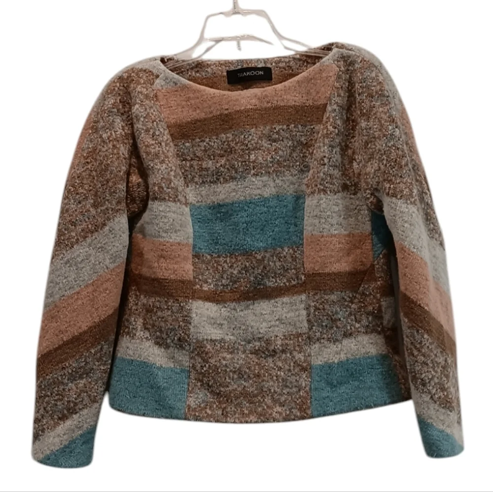 Thakoon Earth Tones Hippie Cottagecore Boho Wool Blend Cozy Lined Sweater Size 4